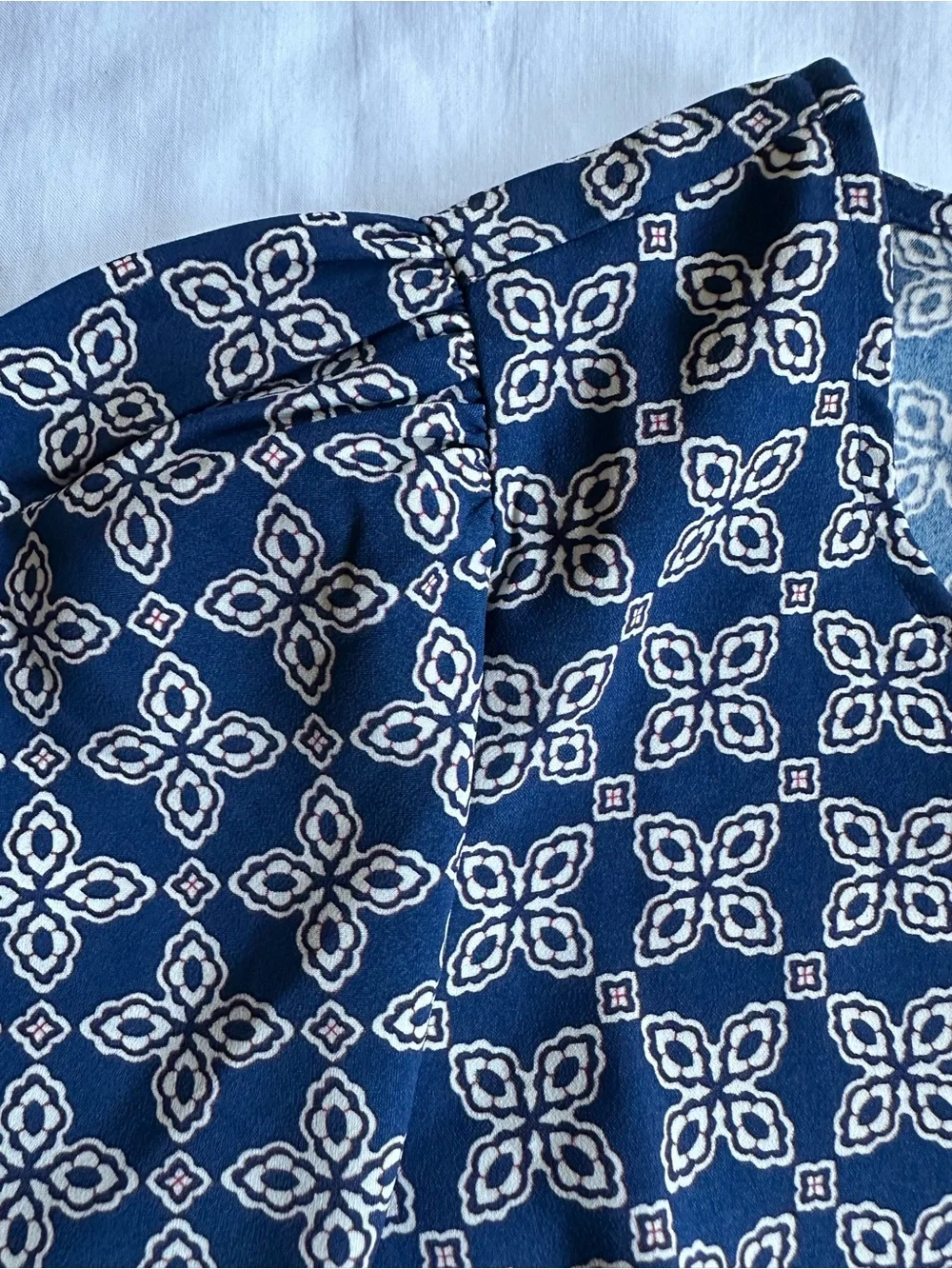 J. Crew Navy Geometric Printed Short-Sleeve Top